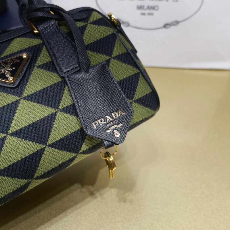 Prada 刺绣织物手袋袋波士顿包