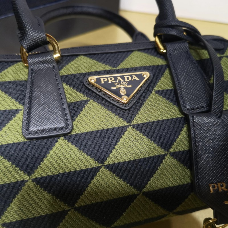 Prada 刺绣织物手袋袋波士顿包