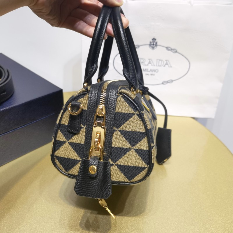 Prada 刺绣织物手袋袋波士顿包