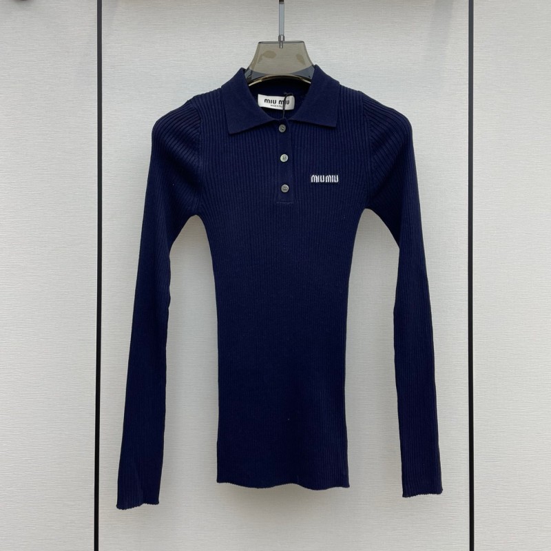 MiuMiu Knit Long Sleeves Polo Tee