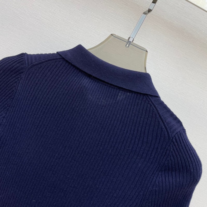 MiuMiu Knit Long Sleeves Polo Tee