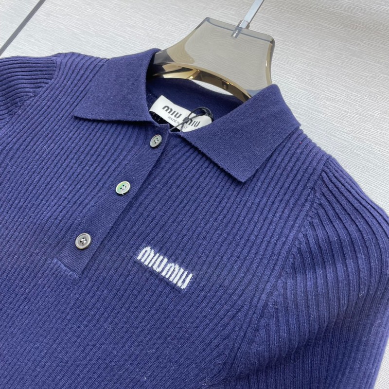 MiuMiu Knit Long Sleeves Polo Tee