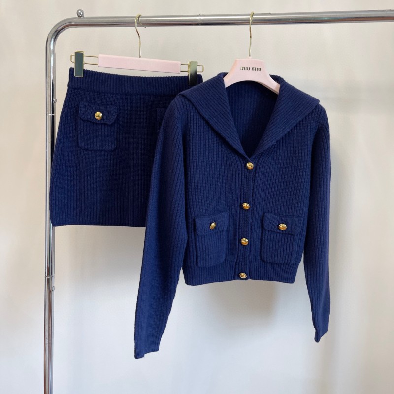 MiuMiu Wool Cardigan & Skirt Set