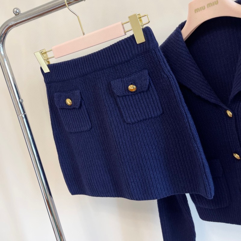 MiuMiu Wool Cardigan & Skirt Set