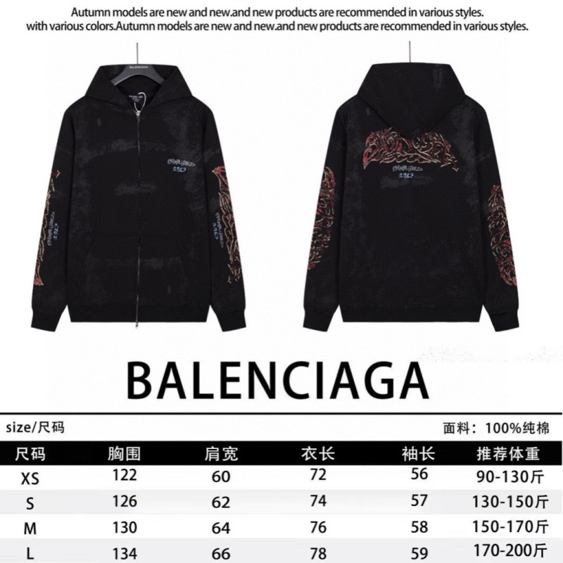 Balenciaga Unisex Zipper Hoodie