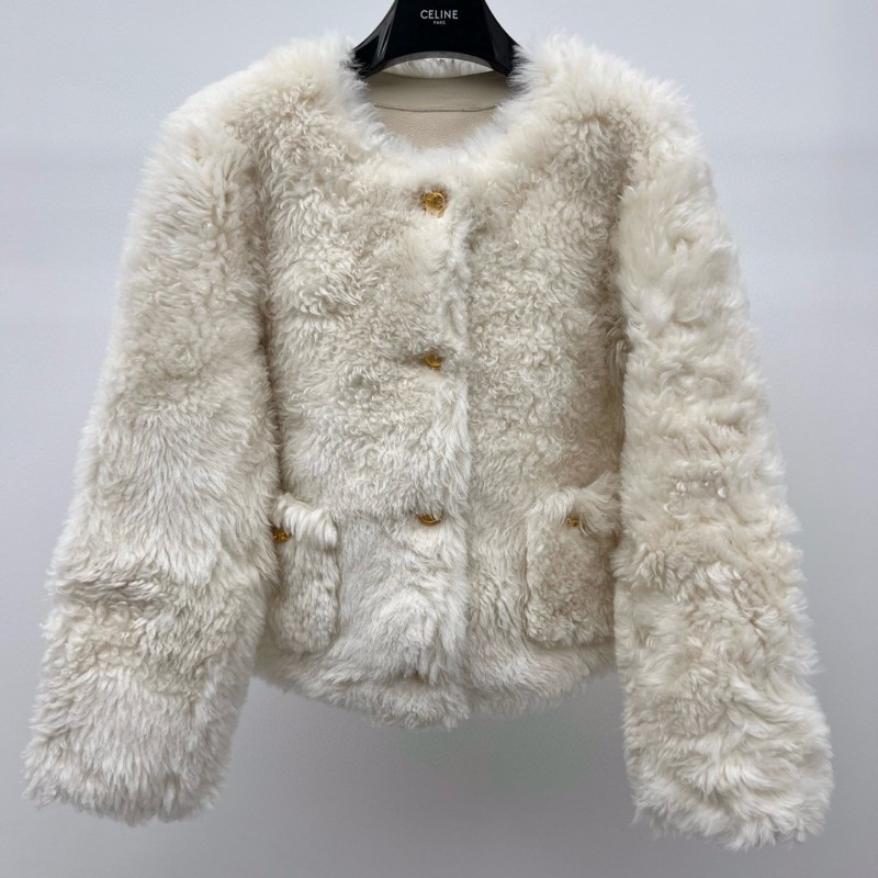 Celine Leather Fur Jacket