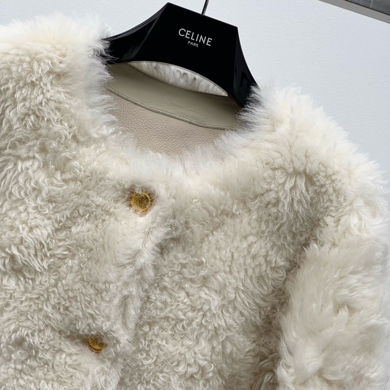 Celine Leather Fur Jacket