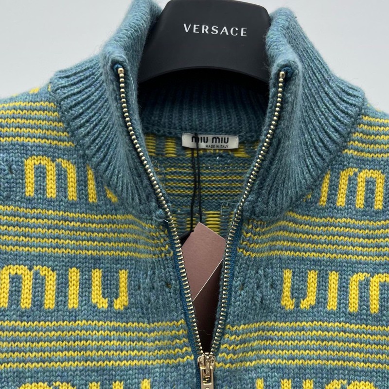 MiuMiu Zipper Turtleneck Cardigan