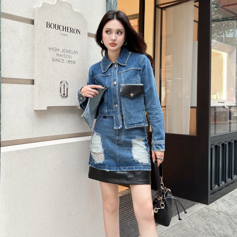 Fendi Denim Jacket & Skirts Set