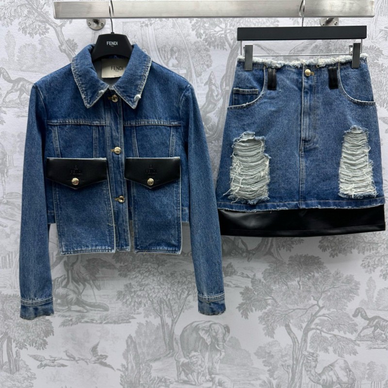 Fendi Denim Jacket & Skirts Set