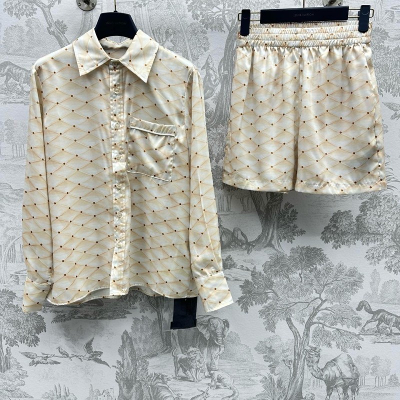 LV Long Sleeves Shirt & Shorts Set