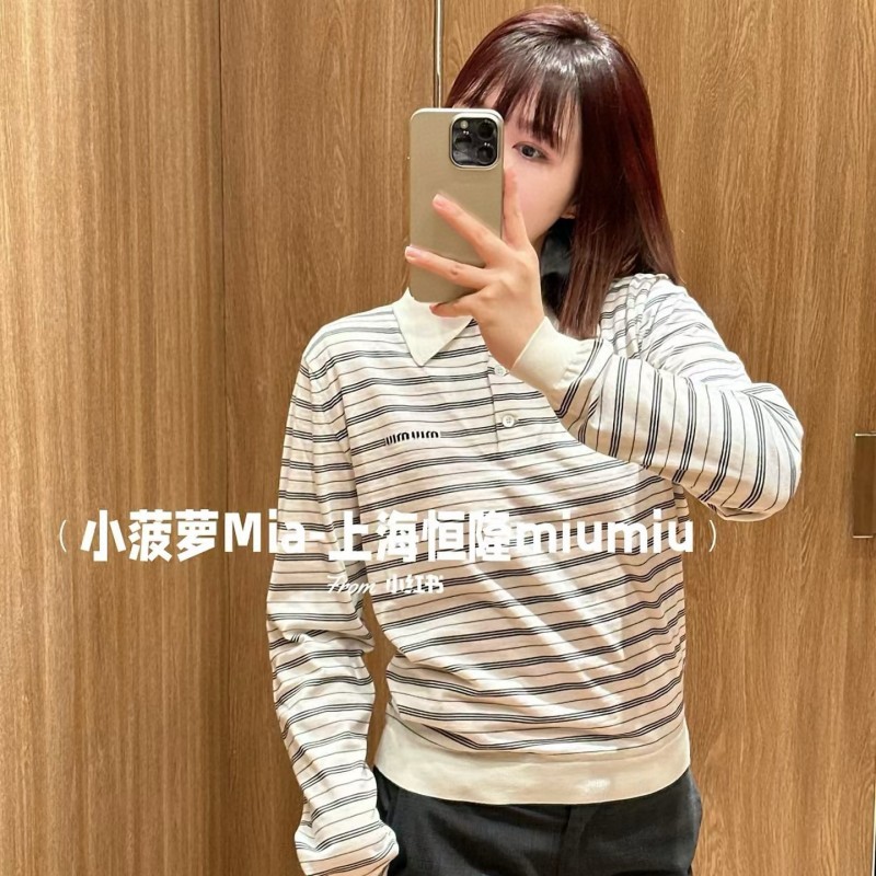 MiuMiu Wool Long Sleeves Polo Tee