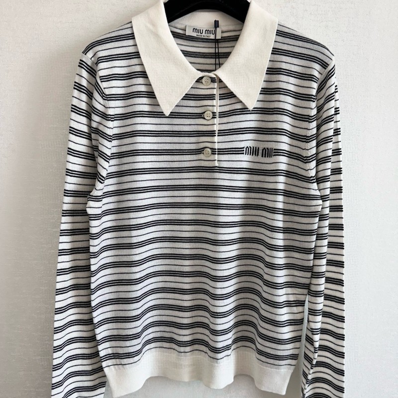 MiuMiu Wool Long Sleeves Polo Tee