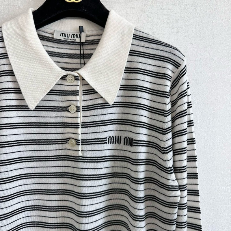 MiuMiu Wool Long Sleeves Polo Tee