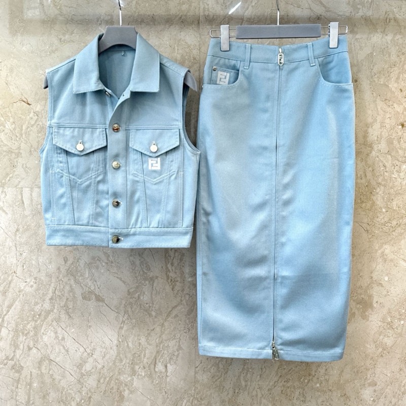 Fendi Denim Vest & Skirts