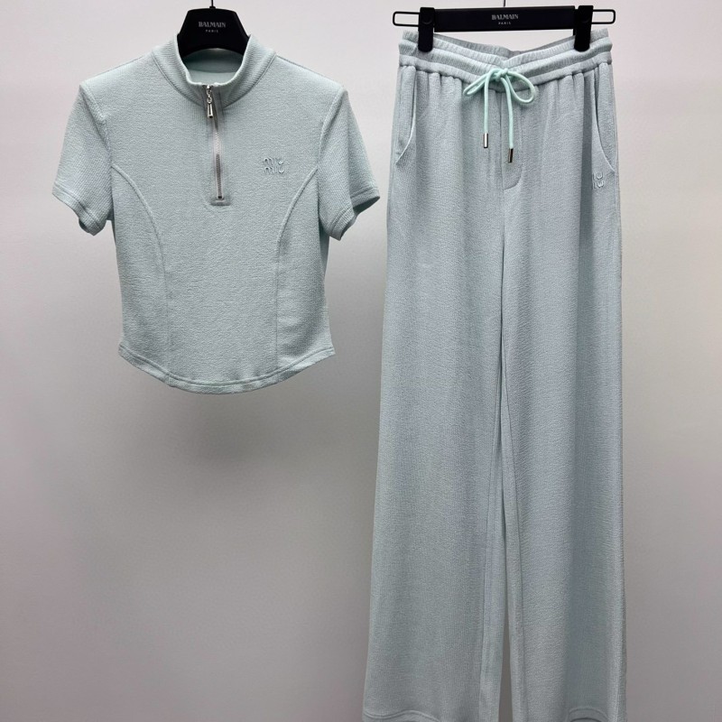 MiuMiu Zipper Shirt & Pants Set