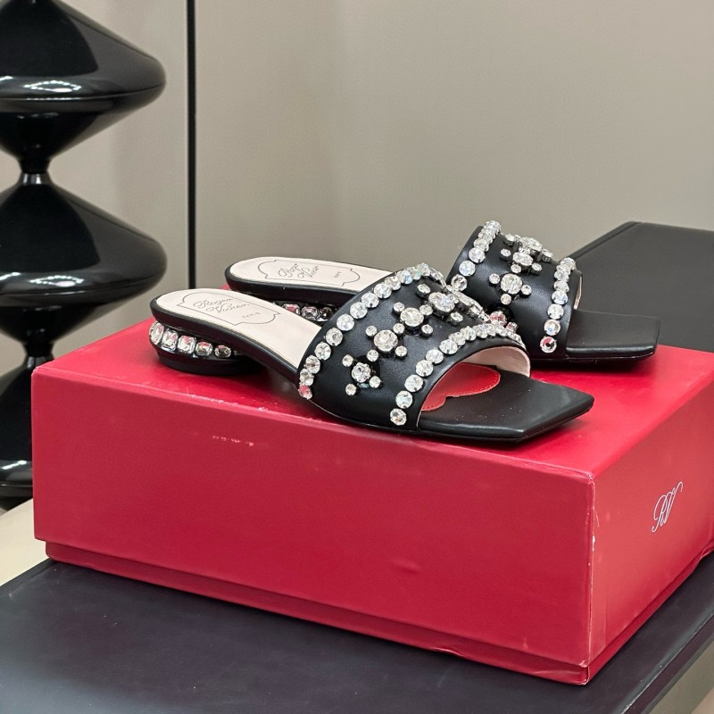 Roger Vivier Strass Heel Disco Mule Shoes