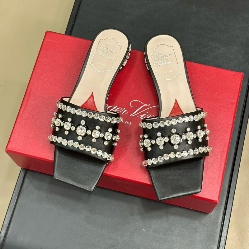 Roger Vivier Strass Heel Disco Mule Shoes