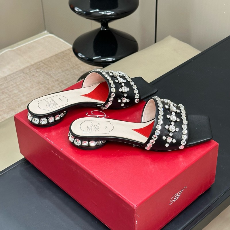 Roger Vivier Strass Heel Disco Mule Shoes