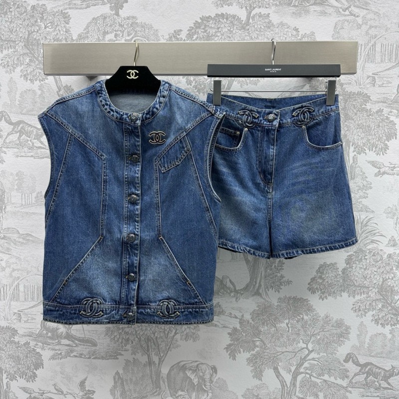 Chanel Denim Vest & Shorts Set