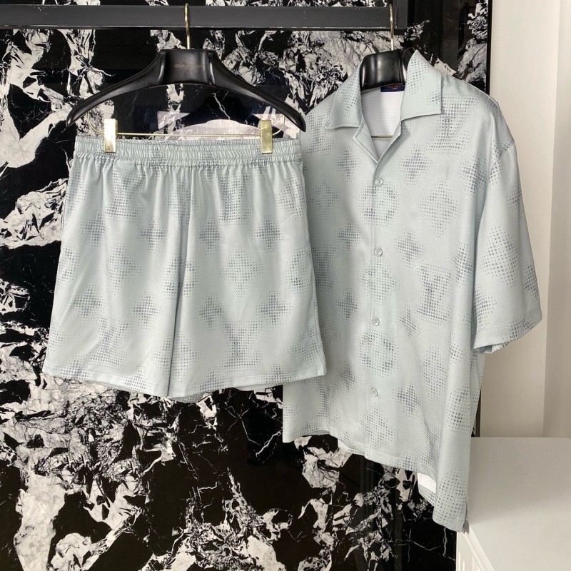 LV Unisex Silk Shirt & Shorts Set