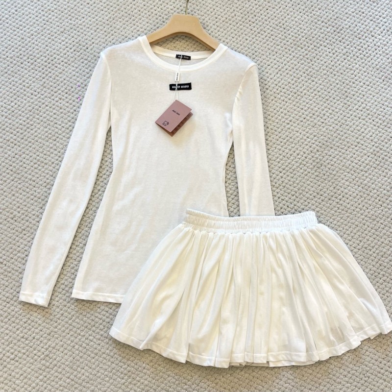 MiuMiu Long Sleeves Tee & Skirts Set