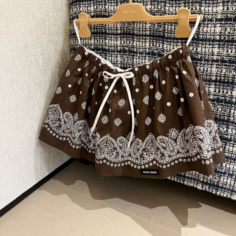 Miumiu Halther Neck Shirt & Skirts Set