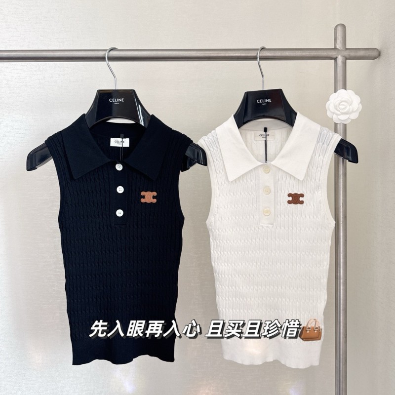 Celine Sleeveless Polo Tee