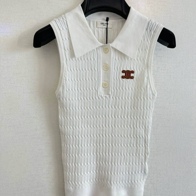 Celine Sleeveless Polo Tee