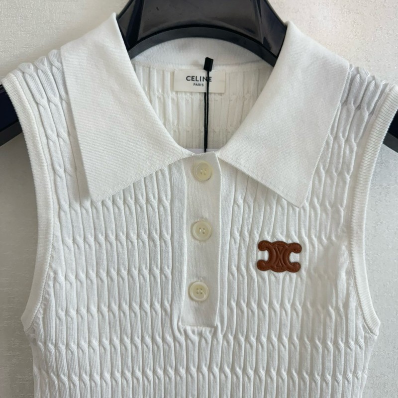 Celine Sleeveless Polo Tee