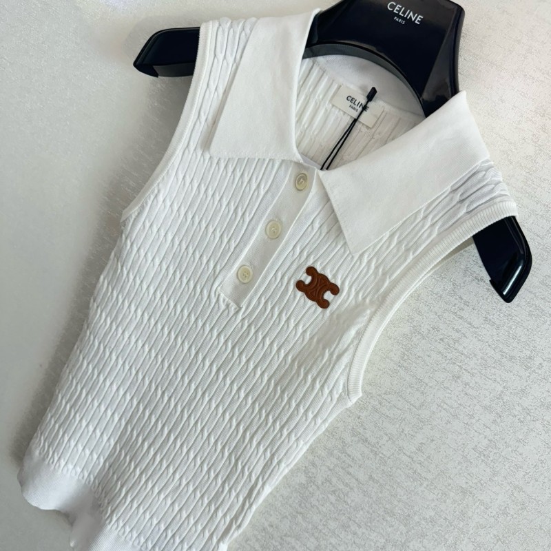 Celine Sleeveless Polo Tee