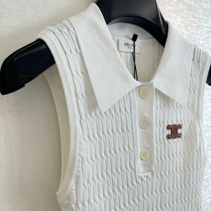 Celine Sleeveless Polo Tee