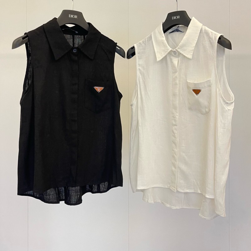 Prada Sleeveless Shirt & Skirts Set