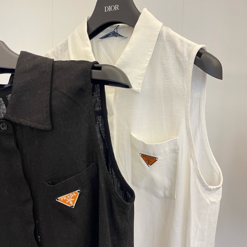 Prada Sleeveless Shirt & Skirts Set