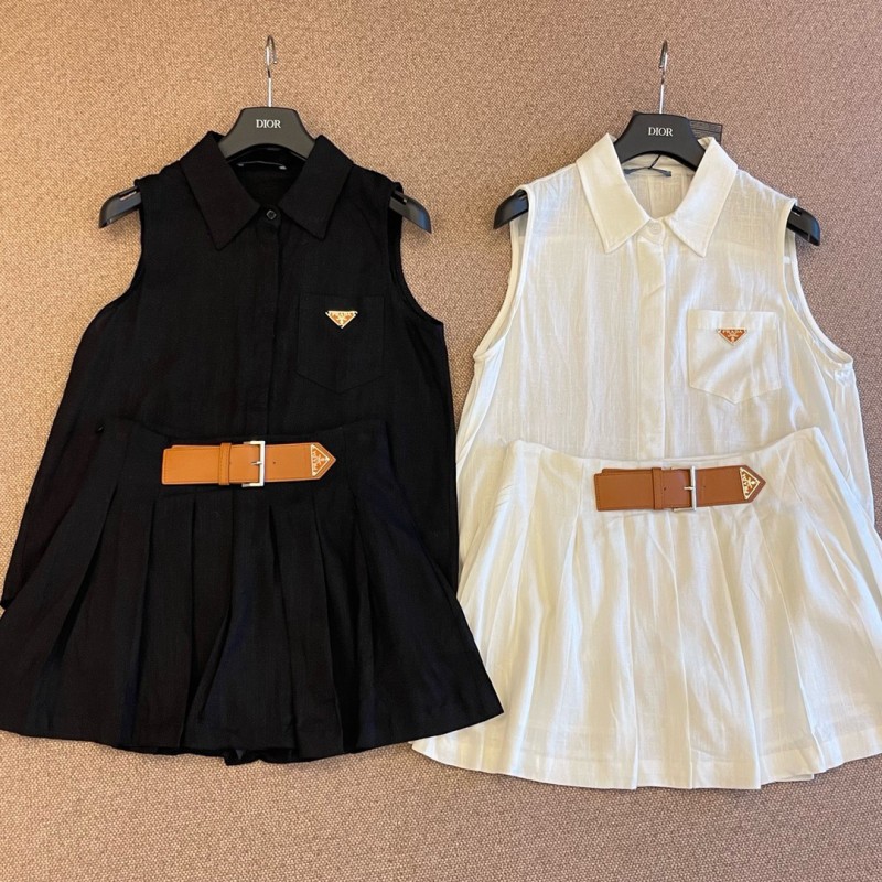 Prada Sleeveless Shirt & Skirts Set