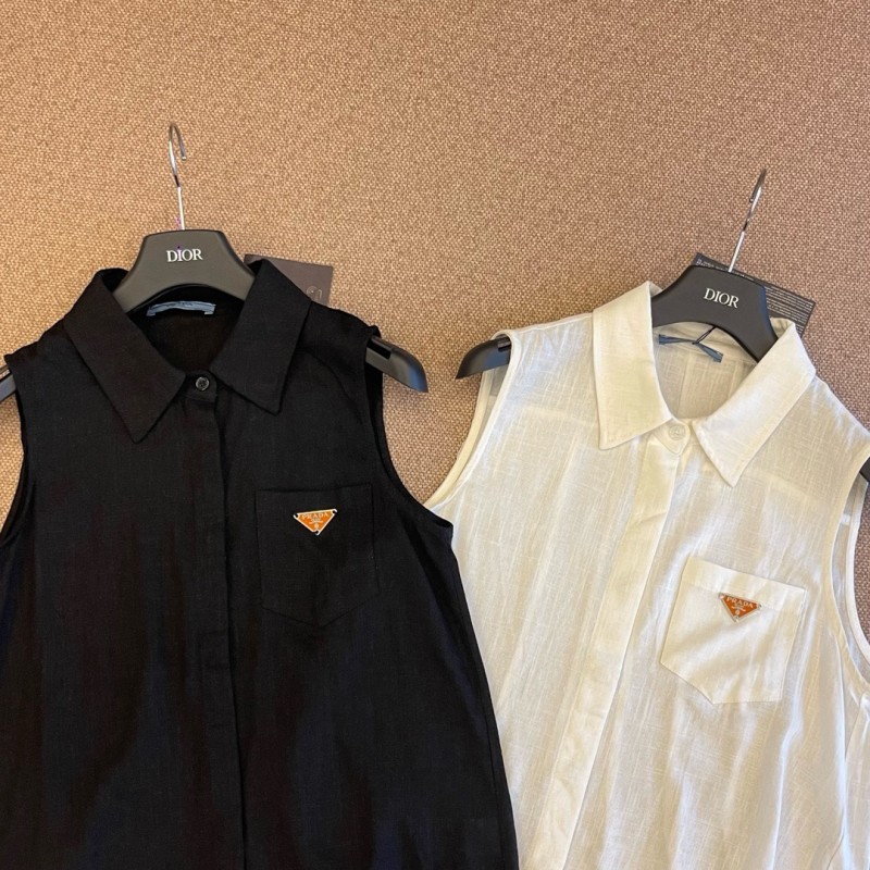 Prada Sleeveless Shirt & Skirts Set