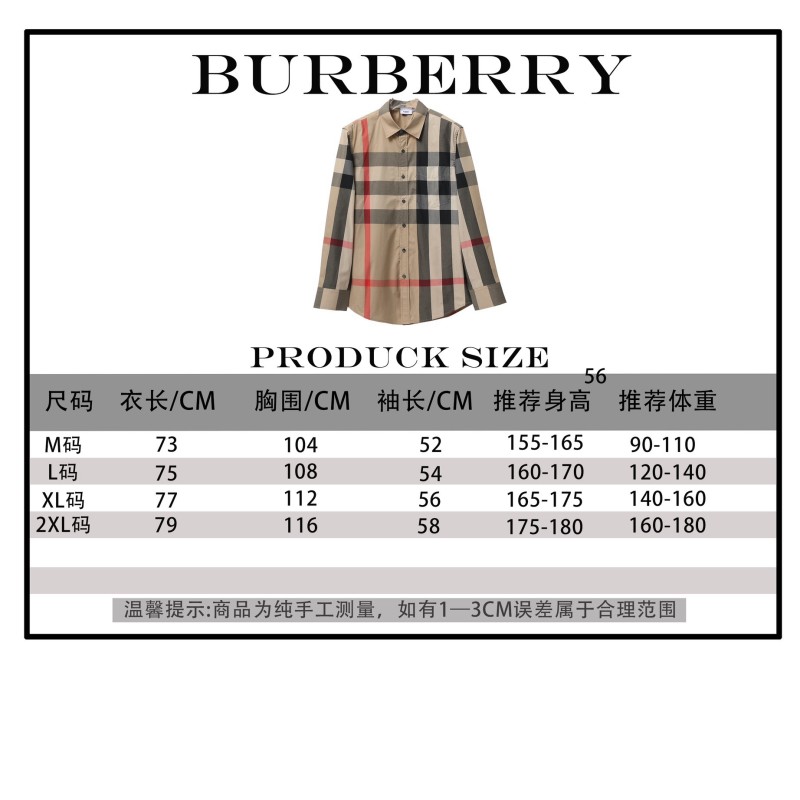 Burberry Unisex Long Sleeves Shirt