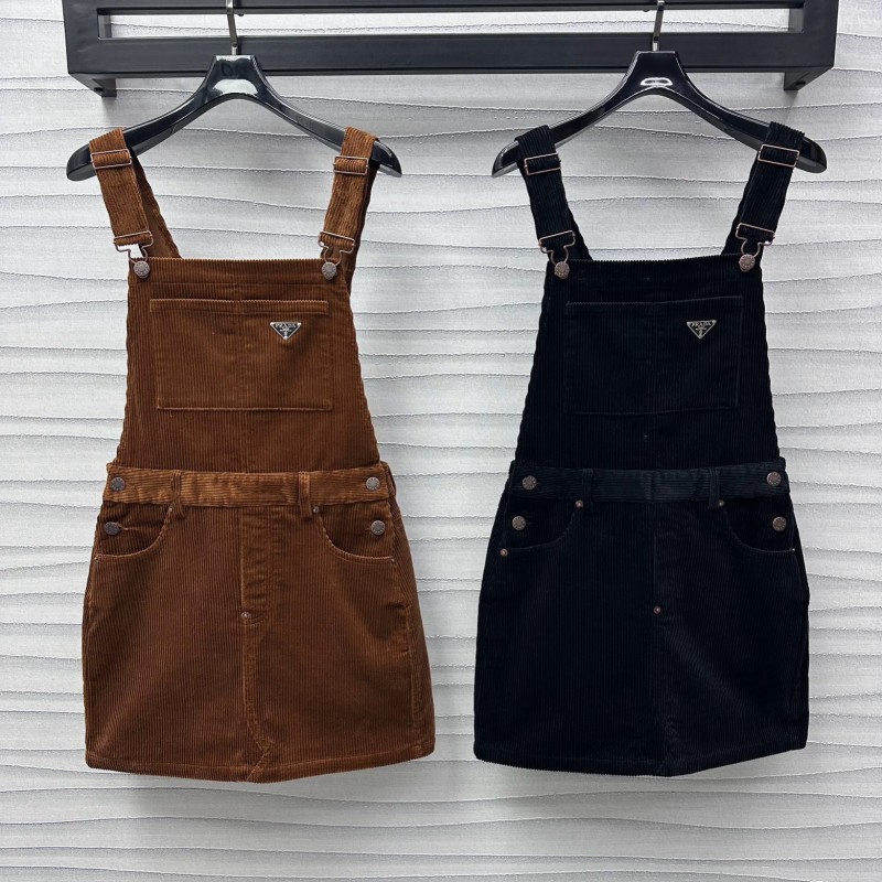 Prada Corduroy Suspender Skirts