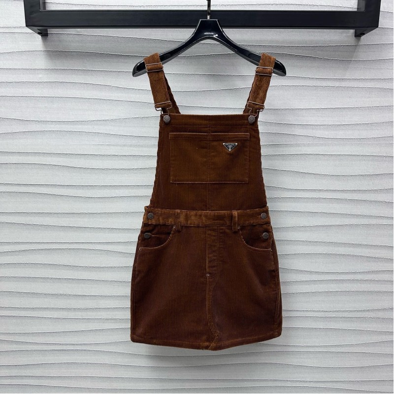 Prada Corduroy Suspender Skirts