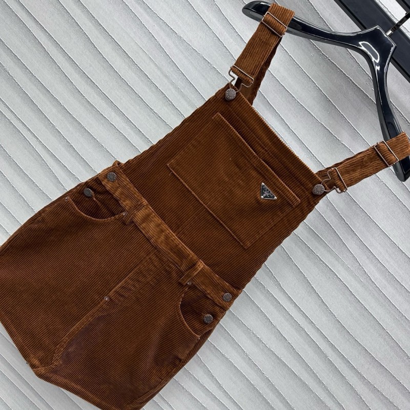 Prada Corduroy Suspender Skirts