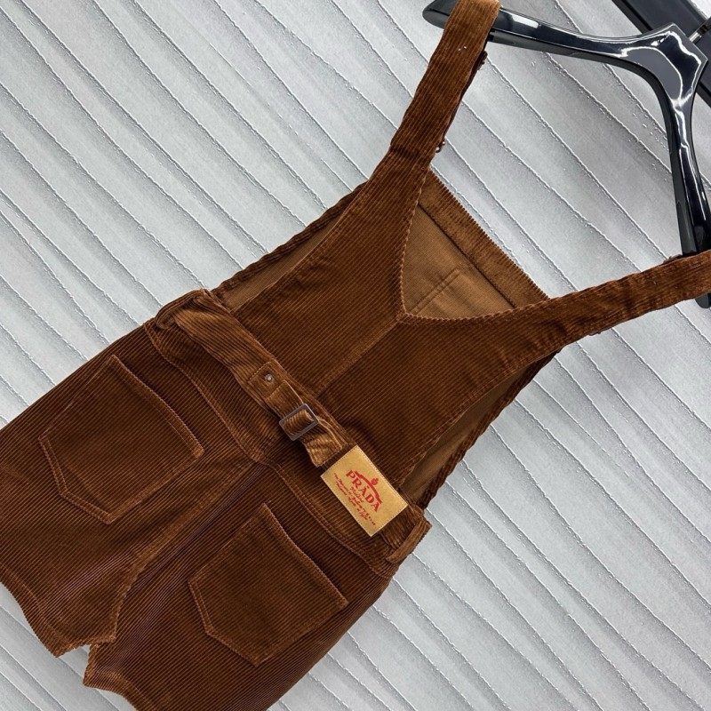 Prada Corduroy Suspender Skirts