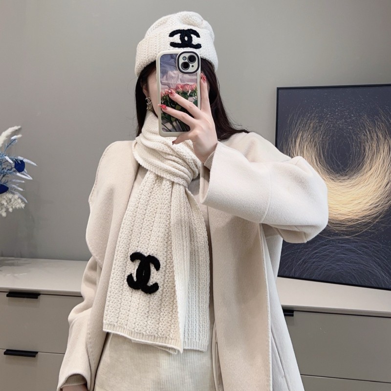 Chanel Long Scarf & Bennie Hat