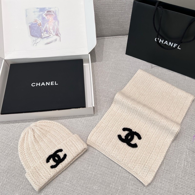 Chanel Long Scarf & Bennie Hat