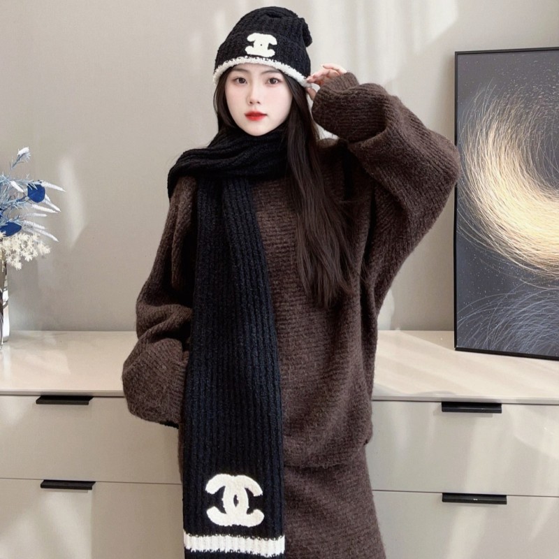 Chanel Scarf & Bennie Hat