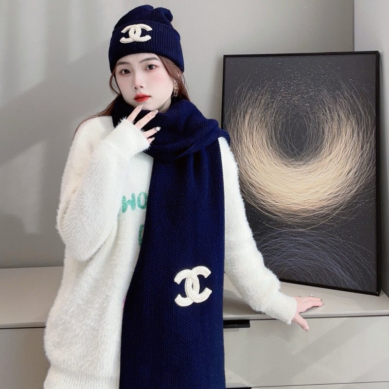 Chanel Long Scarf & Bennie Hat