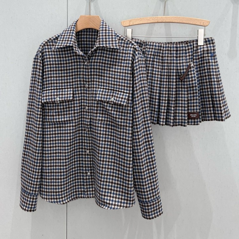 Prada Long Sleeves Shirt & Skirts