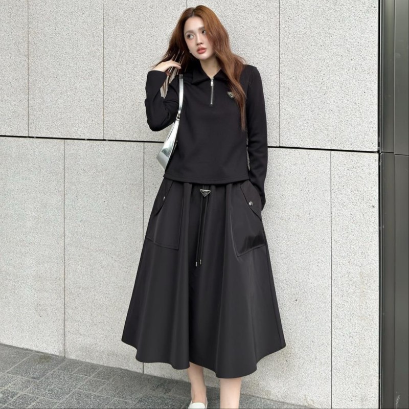 Prada Long Sleeves Shirt & Skirts