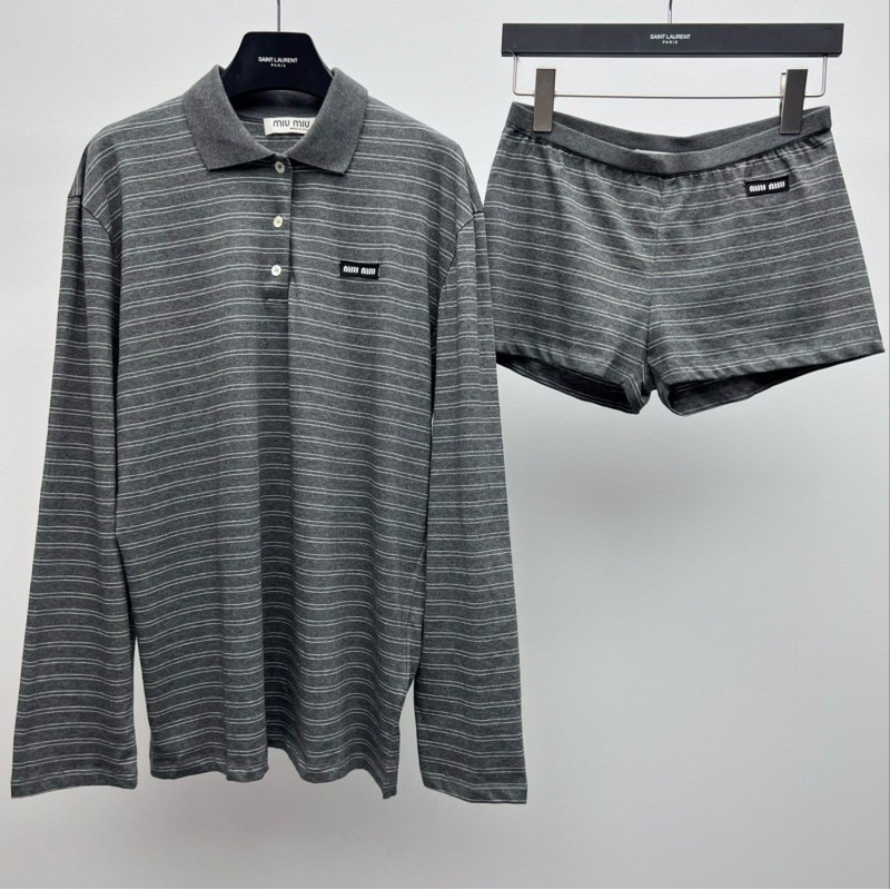 MiuMiu Long Sleeves Polo Tee & Shorts