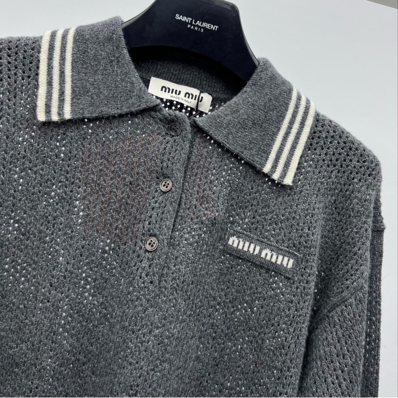 MiuMiu Cashmere Long Sleeves Polo Tee & Skirts