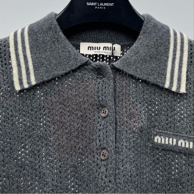 MiuMiu Cashmere Long Sleeves Polo Tee & Skirts